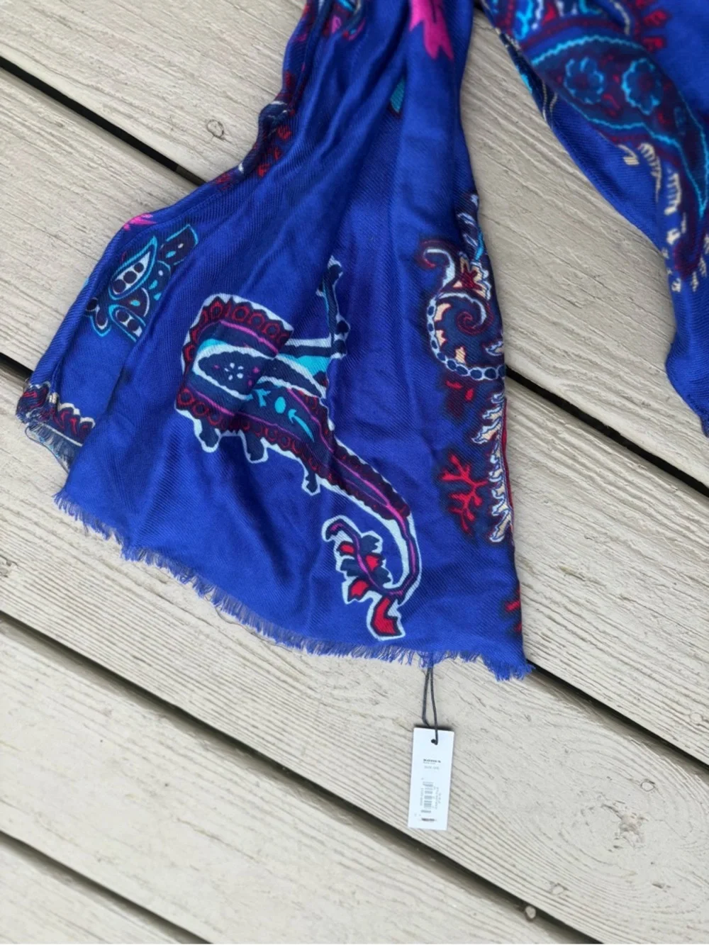 NWT APT.9 Royal Blue Long Scarf with Paisly Print, Size: 76”L x 21”W